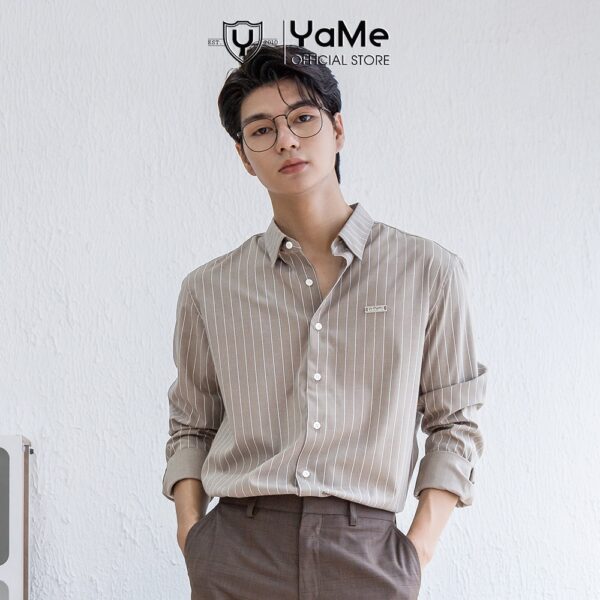Áo Sơ Mi Nam Sọc Tay Dài Sợi Bamboo Đơn Giản Thời Trang Thương Hiệu 2010 Ver25 21330 |YaMe| - Ảnh 3