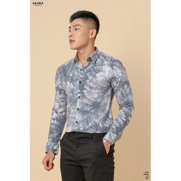 Áo sơ mi nam tay dài họa tiết cao cấp Akuba B346 - Hình ảnh 3
