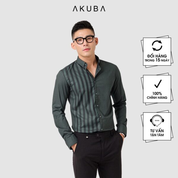 Áo Sơ Mi Nam Tay Dài Họa Tiết Sọc AKUBA | 02A921 - Hình ảnh 2