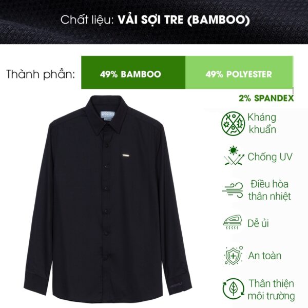 Áo Sơ Mi Nam Tay Dài Trơn Đẹp Sợi Bamboo Thời Trang Thương Hiệu Y2010 Nguyên Bản Ver53 21309 |YaMe| - Hình ảnh 3