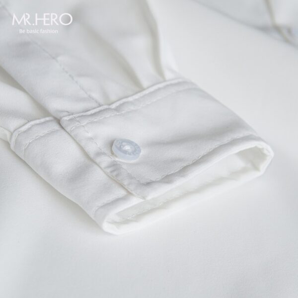 Áo sơ mi nam trắng trơn học sinh sinh viên Hàn Quốc vải lụa cotton không nhăn dài tay cổ tặng kèm cà vạt KB25 M.RO - Ảnh 6