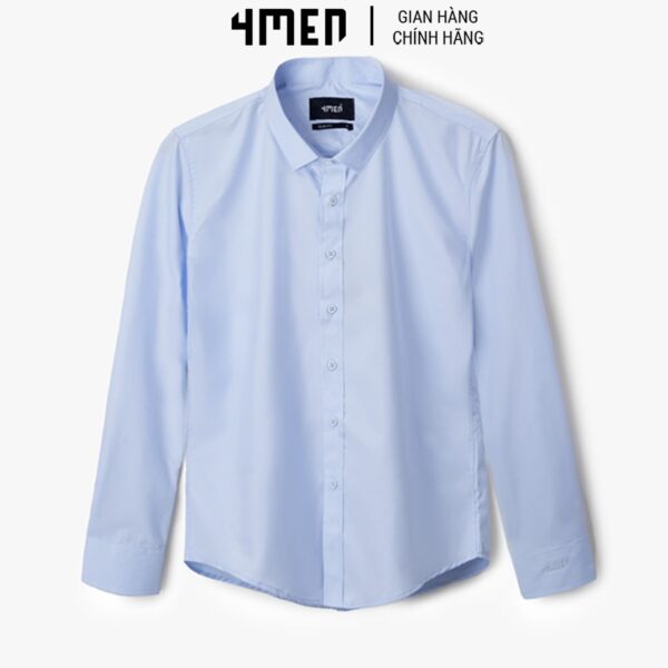 Áo Sơ Mi Nam Trơn Slimfit 4Men SM079 cổ bẻ tay dài thanh lịch, vải mềm mại, chống nhăn, thấm mồ hôi - Ảnh 2