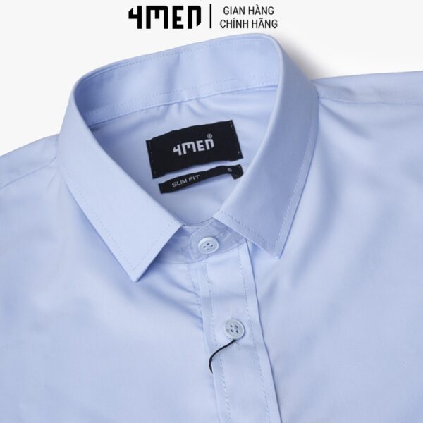 Áo Sơ Mi Nam Trơn Slimfit 4Men SM079 cổ bẻ tay dài thanh lịch, vải mềm mại, chống nhăn, thấm mồ hôi - Ảnh 3