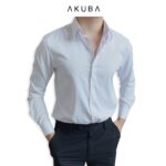 Áo sơ mi trắng nam AKUBA cao cấp form slimfit tôn dáng, chất liệu Modal mềm mát, co giãn tốt 01T0038