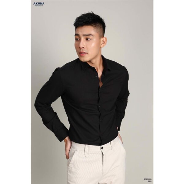 Áo sơ mi trắng nam AKUBA cao cấp form slimfit tôn dáng, chất liệu Modal mềm mát, co giãn tốt 01T0038 - Hình ảnh 3