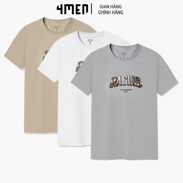 Áo Thun Nam 4MEN AT084 in Racing nhiều màu trẻ trung, thiết kế cổ tròn, tay ngắn basic, vải cotton mềm mại, thoáng mát