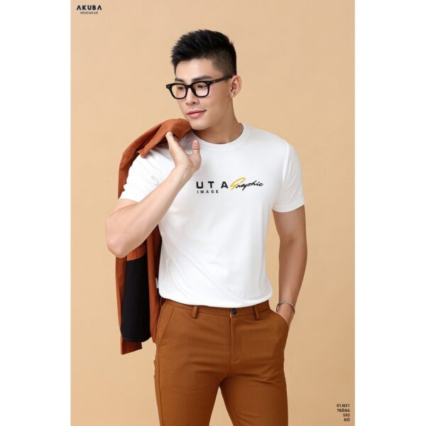 Áo thun nam Akuba tay ngắn cổ tròn vải co dãn thoải mái, form Slim Fit vừa vặn 01J651 - Ảnh 5
