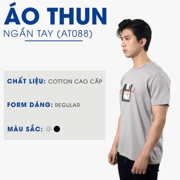 Áo Thun Nam Cổ Tròn Tay Ngắn 4MEN AT088 in chữ năng động, dáng suông thoải mái, thấm hút tốt, thoáng mát - Hình ảnh 2