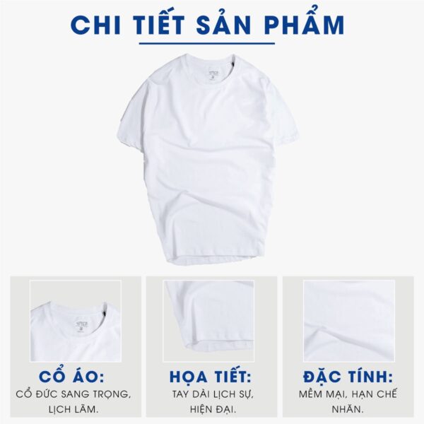 Áo thun nam đẹp 4MEN AT051 trơn basic cổ tròn ngắn tay, form suông, vải cotton co giãn, thoáng mát - Hình ảnh 3