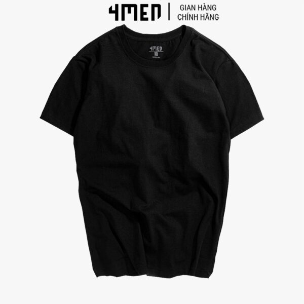 Áo thun nam đẹp 4MEN AT051 trơn basic cổ tròn ngắn tay, form suông, vải cotton co giãn, thoáng mát - Hình ảnh 5
