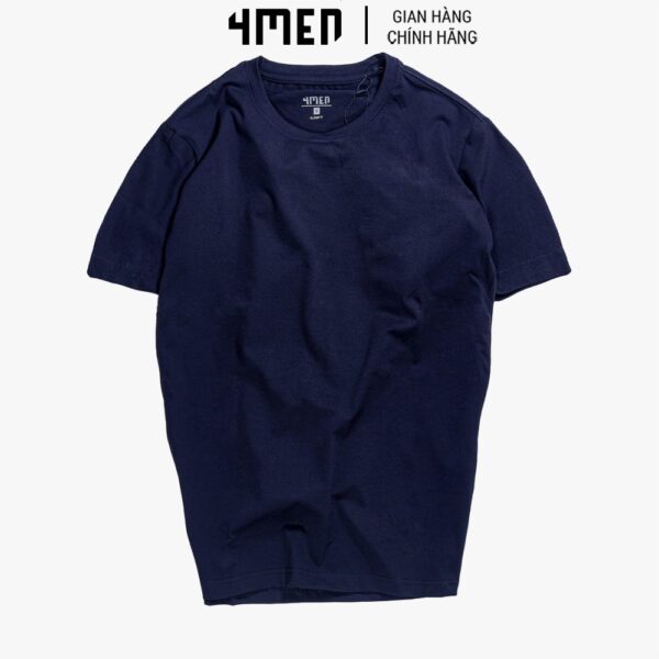 Áo thun nam đẹp 4MEN AT051 trơn basic cổ tròn ngắn tay, form suông, vải cotton co giãn, thoáng mát - Hình ảnh 6