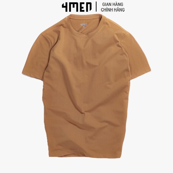 Áo thun nam đẹp 4MEN AT051 trơn basic cổ tròn ngắn tay, form suông, vải cotton co giãn, thoáng mát - Hình ảnh 7