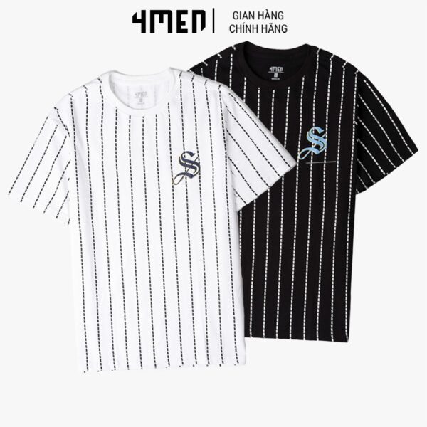 Áo Thun Nam Form Regular In 4MEN AT081 sọc tay ngắn cổ tròn, vải cotton mềm mịn, thoáng mát, phong cách trẻ trung