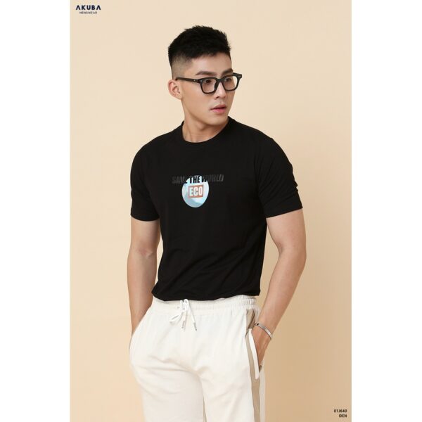 Áo thun nam tay ngắn AKUBA form oversize, vải 100% cotton, họa tiết in gel không rách, không co rút 01J640 - Hình ảnh 5