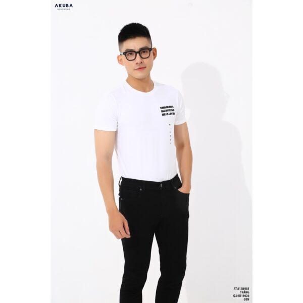 Áo thun nam tay ngắn cổ tròn Abuka form slim fit chất cotton thoáng mát co giãn 4 chiều 01JW085 - Hình ảnh 3