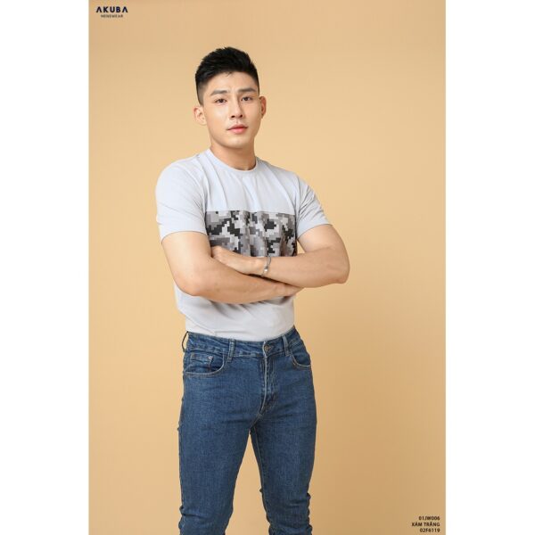 Áo thun nam tay ngắn cổ tròn Abuka form slimfit chất cotton thoáng mát co giãn 4 chiều 01JW006 - Hình ảnh 4