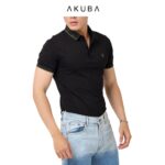 Áo thun Polo nam Akuba in chữ cổ bẻ form slimfit | 02D217