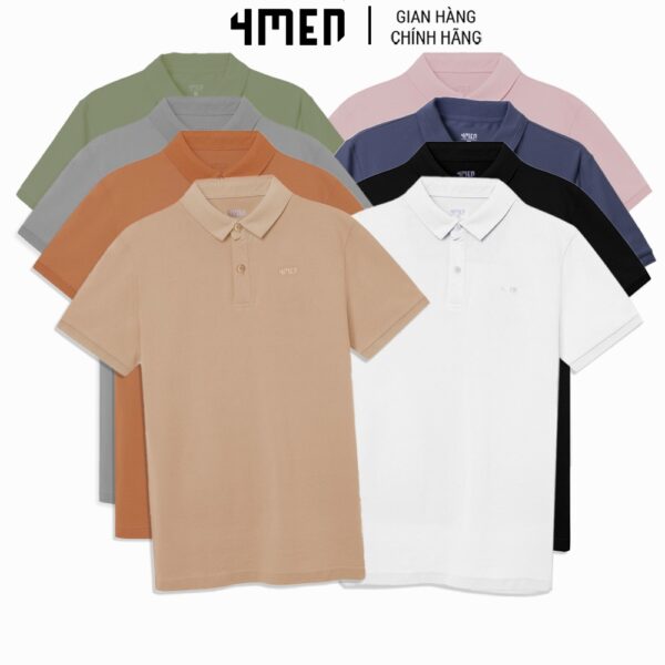 Áo thun polo nam có cổ basic cá sấu 4MEN PO066 ngắn tay, vải cá sấu thoáng mát, mềm chống nhăn