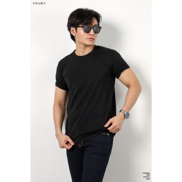 Áo thun tay ngắn đen Akuba chất thun mềm mịn thoáng mát 01AB2086 - Ảnh 4