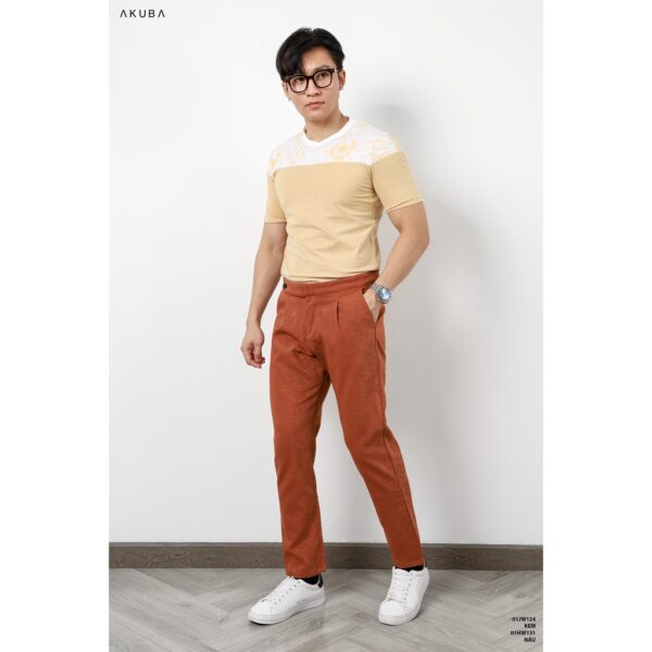 Áo thun tay ngắn họa tiết nam AKUBA form slimfit, chất liệu cotton, bề mặt mịn mát, thấm hút mồ hôi tốt 01jw124 - Hình ảnh 6