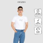 Áo thun tay ngắn in chữ Akuba form Slimfit chất cotton thoáng mát thấm hút mồ hôi 01JW022