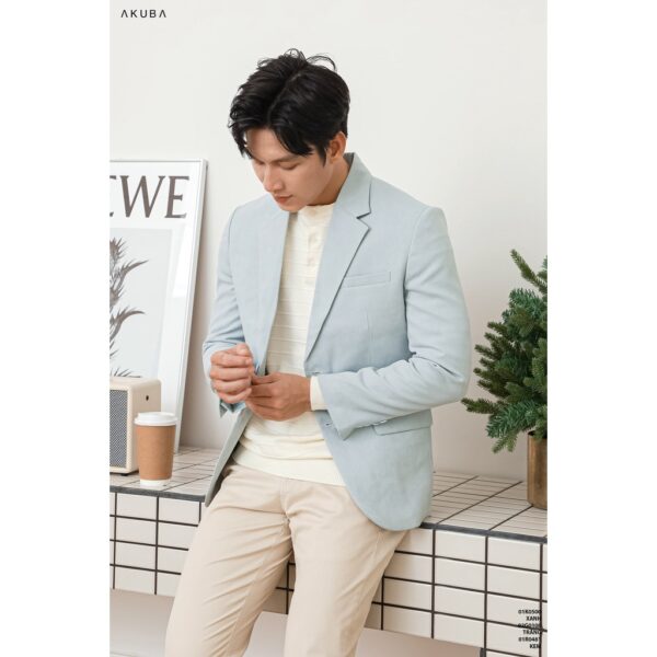 Áo vest blazer nam Akuba form rộng dài tay unisex basic chất liệu nhung dù Hàn cao cấp 01K0500 - Hình ảnh 7