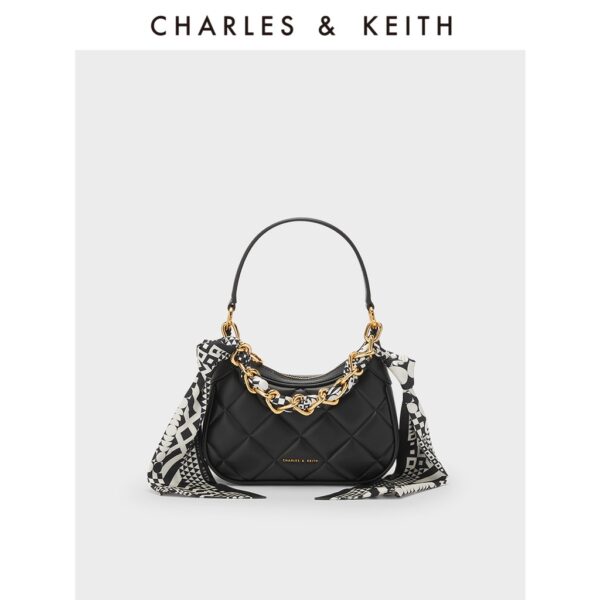 Charles and KEITH Xuân Hè Mới CK2-20271057 Kích thước nhỏ Lăng Cách tặng kèm khăn lụa, túi xách dưới nách. - Hình ảnh 6