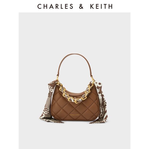 Charles and KEITH Xuân Hè Mới CK2-20271057 Kích thước nhỏ Lăng Cách tặng kèm khăn lụa, túi xách dưới nách. - Hình ảnh 7
