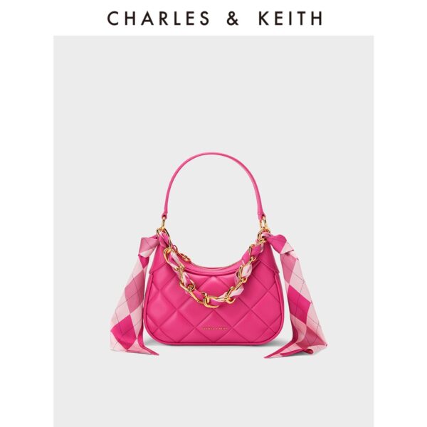 Charles and KEITH Xuân Hè Mới CK2-20271057 Kích thước nhỏ Lăng Cách tặng kèm khăn lụa, túi xách dưới nách. - Hình ảnh 9