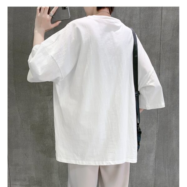 [ MẪU ĐẸP] Áo phông tay lỡ Outfit Form Rộng Unisex Chất Liệu Cotton Thiết Kế Vạt Giả Hàn Quốc - AP03 - Hình ảnh 4