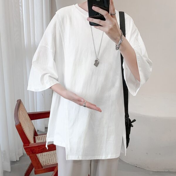 [ MẪU ĐẸP] Áo phông tay lỡ Outfit Form Rộng Unisex Chất Liệu Cotton Thiết Kế Vạt Giả Hàn Quốc - AP03 - Hình ảnh 5