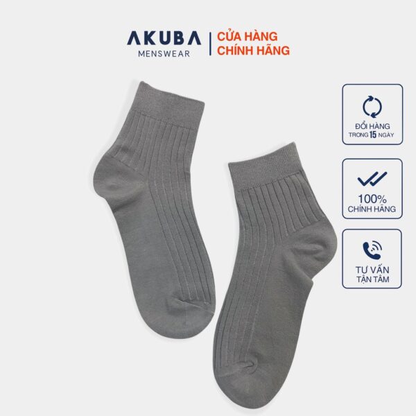 [Mã FATRENDW3 giảm đến 30k đơn 99k] Vớ cao cổ gân dệt logo Akuba cotton kháng khuẩn mềm mại 01U0072 - Hình ảnh 2