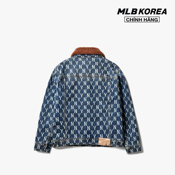 MLB - Áo khoác denim cổ bẻ phối lông Monogram Boa Collar 3ADK04016-50BLS - Hình ảnh 2