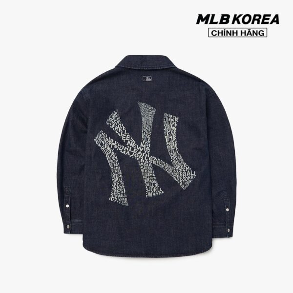 MLB - Áo sơ mi tay dài phom suông Illusion Mega Logo Denim 3ADRU0124-50NYD - Hình ảnh 2