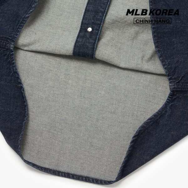 MLB - Áo sơ mi tay dài phom suông Illusion Mega Logo Denim 3ADRU0124-50NYD - Hình ảnh 5