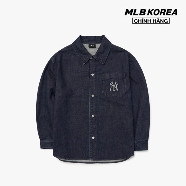 MLB - Áo sơ mi tay dài phom suông Illusion Mega Logo Denim 3ADRU0124-50NYD