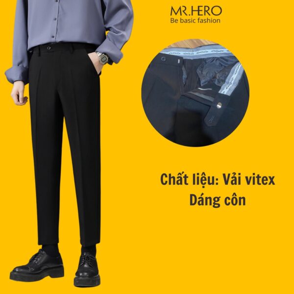 Quần âu nam Hàn Quốc ống côn dáng slimfit năng động thương hiệu M.RO màu đen be QA01 - Hình ảnh 7