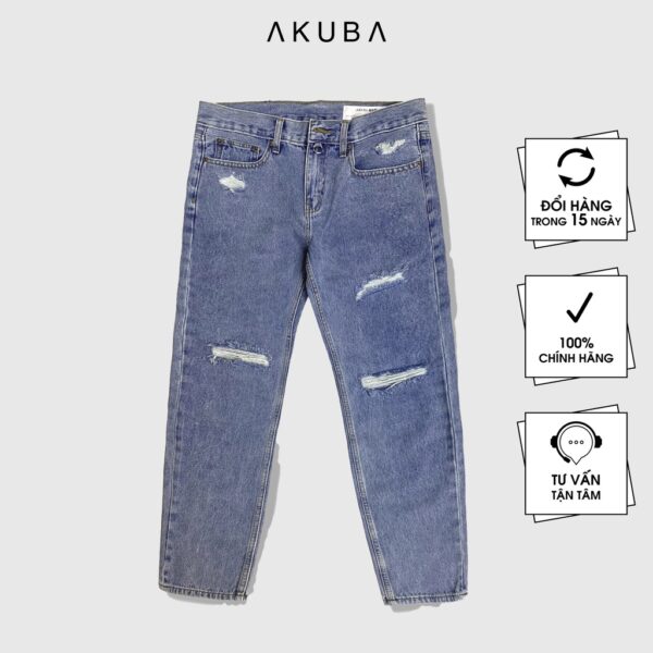 Quần jean dài nam AKUBA chất liệu Denim, ống slim cá tính | 01D0157 - Hình ảnh 2