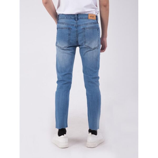 Quần Jean Nam Cắt Lai 4MEN QJ683 vải denim mềm mại, co giãn, màu xanh trẻ trung, năng động, khóa kéo trơn, túi sâu - Hình ảnh 3