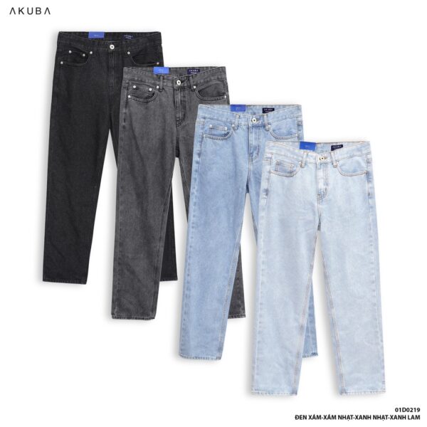 Quần jean nam đen trơn co giãn AKUBA chất liệu Denim, độ dày vừa phải, phong cách Hàn Quốc | 01AB2082 - Ảnh 7
