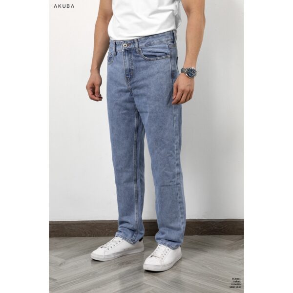 Quần jeans nam dài AKUBA form reugular, dáng quần rộng, quần baggy ống đứng chất cao cấp | 01U0572 - Hình ảnh 3