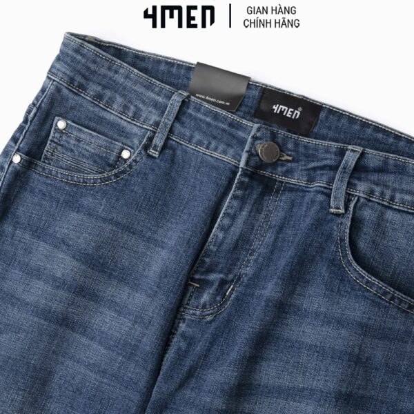 Quần Jeans Nam Regular Mid Blue 4MEN QJ054 form suông vừa, thanh lịch, co giãn tốt, bền màu - Hình ảnh 3