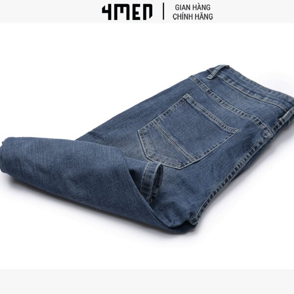 Quần Jeans Nam Regular Mid Blue 4MEN QJ054 form suông vừa, thanh lịch, co giãn tốt, bền màu - Hình ảnh 4