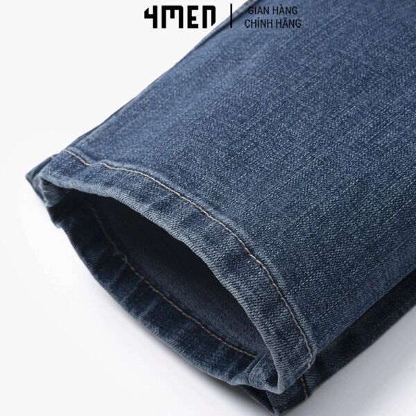 Quần Jeans Nam Regular Mid Blue 4MEN QJ054 form suông vừa, thanh lịch, co giãn tốt, bền màu - Hình ảnh 6