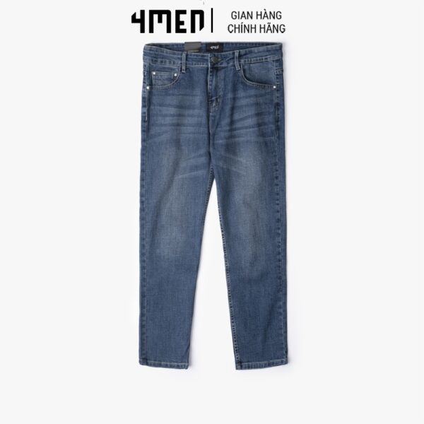 Quần Jeans Nam Regular Mid Blue 4MEN QJ054 form suông vừa, thanh lịch, co giãn tốt, bền màu