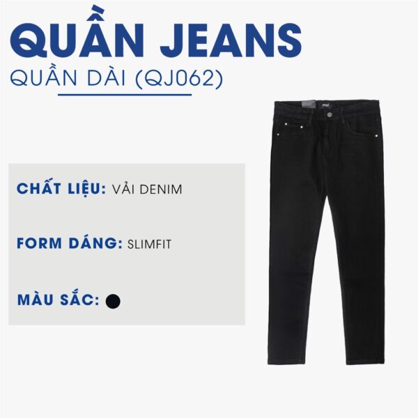 Quần jeans nam slimfit trơn basic 4MEN QJ062 vải denim mềm mại, co giãn thoải mái, phong cách trẻ trung, hiện đại - Hình ảnh 2