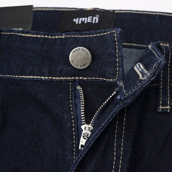 Quần jeans nam xanh đen trơn basic 4MEN QJ063 vải denim đẹp, co giãn, form Slimfit tôn dáng, trẻ trung - Hình ảnh 5