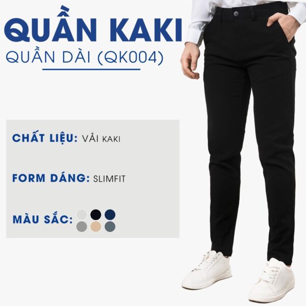 Quần kaki nam trơn đẹp 4MEN QK004 kiểu dáng dài, form slimfit tôn dáng, vải kaki thun co giãn thoáng mát - Hình ảnh 2