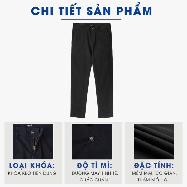 Quần kaki nam trơn đẹp 4MEN QK004 kiểu dáng dài, form slimfit tôn dáng, vải kaki thun co giãn thoáng mát - Hình ảnh 3