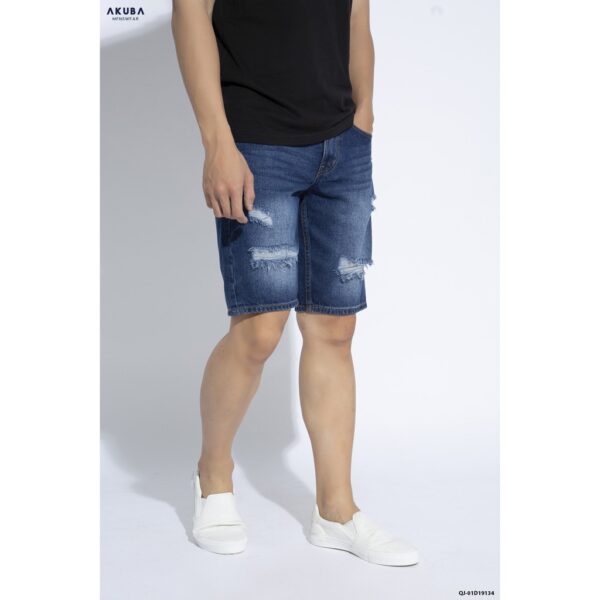 Quần Short Jean Nam Rách Thời Trang AKUBA Form Skinny | 01D19134 - Hình ảnh 2